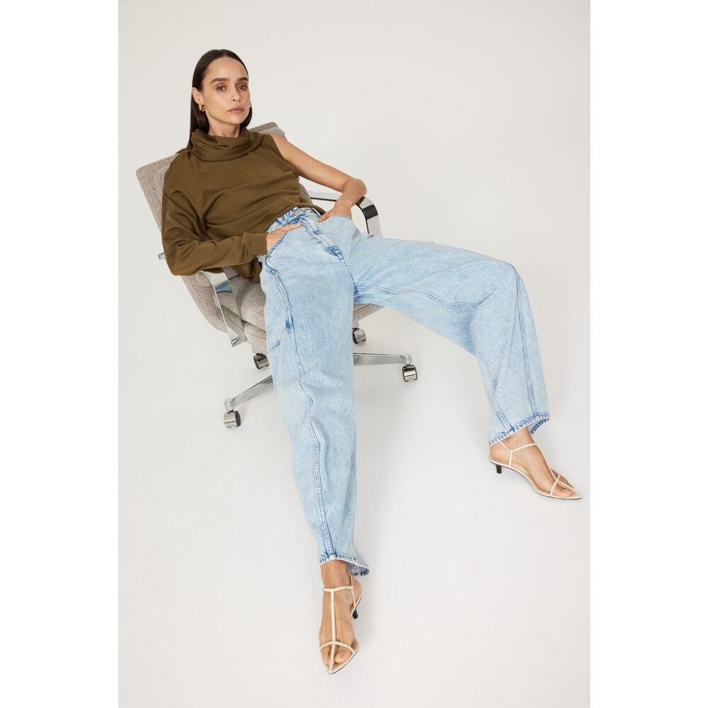 Tibi Acid Wash Light Blue Iceberg Baggy Patched Barrel Leg Relaxed Jeans Size 31 - Picture 5 of 16